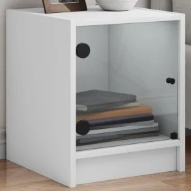 Nachttische mit Glastüren 2 Stück weiß 35x37x42 cm von , Nachttische - Ref: Foro24-836344, Preis: 41,04 €, Rabatt: %