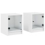 Bedside tables with glass doors 2 pcs white 35x37x42 cm by , Nightstands - Ref: Foro24-836344, Price: 41,35 €, Discount: %