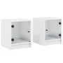 Mesitas de noche con puertas de vidrio 2 uds blanco 35x37x42 cm de , Mesitas de noche - Ref: Foro24-836344, Precio: 40,99 €, ...