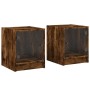 Mesitas noche puertas de vidrio 2 uds roble ahumado 35x37x42 cm de , Mesitas de noche - Ref: Foro24-836352, Precio: 40,15 €, ...