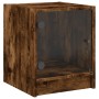 Nachttische mit Glastür, 2 Stück, geräucherte Eiche, 35 x 37 x 42 cm von , Nachttische - Ref: Foro24-836352, Preis: 40,20 €, ...
