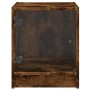 Nachttische mit Glastür, 2 Stück, geräucherte Eiche, 35 x 37 x 42 cm von , Nachttische - Ref: Foro24-836352, Preis: 40,20 €, ...