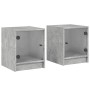 Nachttische mit Glastür, 2 Stück, betongrau, 35 x 37 x 42 cm von , Nachttische - Ref: Foro24-836350, Preis: 40,20 €, Rabatt: %