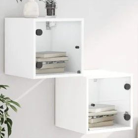 Bedside tables with glass doors 2 pcs white 35x37x35 cm by , Nightstands - Ref: Foro24-836463, Price: 51,82 €, Discount: %