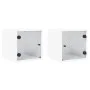 Bedside tables with glass doors 2 pcs white 35x37x35 cm by , Nightstands - Ref: Foro24-836463, Price: 51,82 €, Discount: %