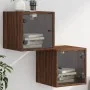 Mesitas noche con puertas vidrio 2 uds roble marrón 35x37x35 cm de , Mesitas de noche - Ref: Foro24-836475, Precio: 54,01 €, ...