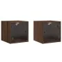 Mesitas noche con puertas vidrio 2 uds roble marrón 35x37x35 cm de , Mesitas de noche - Ref: Foro24-836475, Precio: 54,01 €, ...