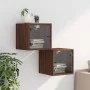 Nightstands with glass doors 2 units brown oak 35x37x35 cm by , Nightstands - Ref: Foro24-836475, Price: 54,01 €, Discount: %