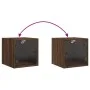 Mesitas noche con puertas vidrio 2 uds roble marrón 35x37x35 cm de , Mesitas de noche - Ref: Foro24-836475, Precio: 54,01 €, ...