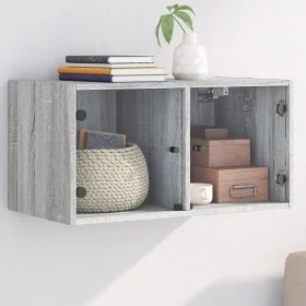 Sonoma gray glass door wall cabinet 68.5x37x35 cm by , Lockers and storage cabinets - Ref: Foro24-836507, Price: 45,21 €, Dis...