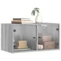 Mueble de pared puertas de vidrio gris Sonoma 68,5x37x35 cm de , Taquillas y armarios de almacenamiento - Ref: Foro24-836507,...