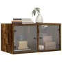Wall cabinet with smoked oak glass doors 68.5x37x35 cm by , Lockers and storage cabinets - Ref: Foro24-836505, Price: 50,74 €...