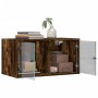Mueble de pared puertas de vidrio roble ahumado 68,5x37x35 cm de , Taquillas y armarios de almacenamiento - Ref: Foro24-83650...