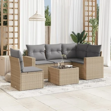 Set Gartensofas mit Kissen 6 Stück synthetisches Rattan beige von , Gartensets - Ref: Foro24-3218969, Preis: 375,68 €, Rabatt: %