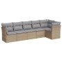 Garden sofa set with 6-piece synthetic rattan beige cushions by , Garden sets - Ref: Foro24-3217659, Price: 379,09 €, Discoun...