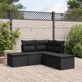 Set de muebles de jardín 5 pzas y cojines ratán sintético negro de , Conjuntos de jardín - Ref: Foro24-3217715, Precio: 269,9...