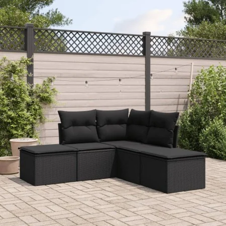 5-teiliges Gartenmöbel-Set und Kissen aus synthetischem Rattan schwarz von , Gartensets - Ref: Foro24-3217715, Preis: 275,96 ...
