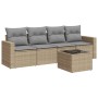 Garden sofa set with cushions 5 pieces beige synthetic rattan by , Modular outdoor sofas - Ref: Foro24-3251026, Price: 352,99...