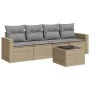 Garden sofa set with cushions 5 pieces beige synthetic rattan by , Modular outdoor sofas - Ref: Foro24-3251026, Price: 348,17...