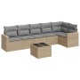 7-teiliges Gartensofa-Set und beigefarbene synthetische Rattankissen von , Modulare Sofas für den Außenbereich - Ref: Foro24-...