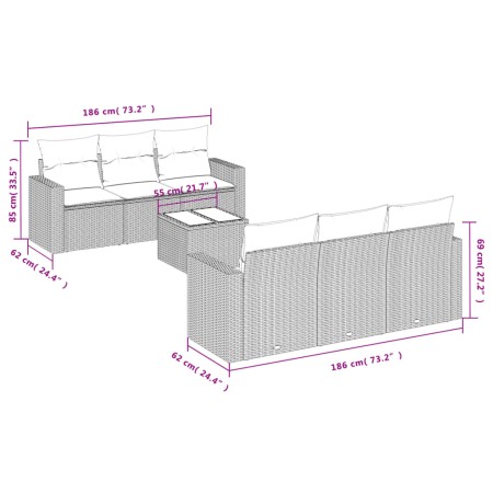 7-piece garden sofa set with gray PE rattan cushions by , Modular outdoor sofas - Ref: Foro24-3251047, Price: 473,61 €, Disco...