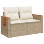 Garden sofa with 2-seater synthetic beige rattan cushions by , Outdoor sofas - Ref: Foro24-366067, Price: 220,10 €, Discount: %