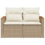 Garden sofa with 2-seater synthetic beige rattan cushions by , Outdoor sofas - Ref: Foro24-366067, Price: 215,30 €, Discount: %