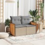 Garden sofa with 2-seater synthetic beige rattan cushions by , Outdoor sofas - Ref: Foro24-366099, Price: 143,94 €, Discount: %