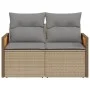 Garden sofa with 2-seater synthetic beige rattan cushions by , Outdoor sofas - Ref: Foro24-366099, Price: 168,18 €, Discount: %