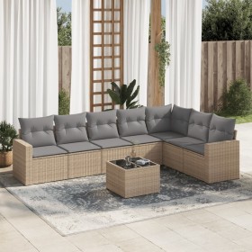 Garden sofa set with beige cushions, 8 pieces, PE rattan. by , Garden sets - Ref: Foro24-3219049, Price: 477,93 €, Discount: %