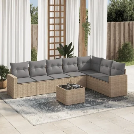 Garden sofa set with beige cushions, 8 pieces, PE rattan. by , Garden sets - Ref: Foro24-3219049, Price: 495,53 €, Discount: %