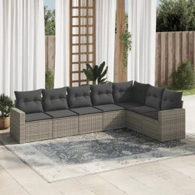 7-piece garden sofa set with gray PE rattan cushions by , Garden sets - Ref: Foro24-3219040, Price: 426,63 €, Discount: %
