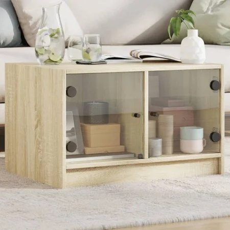 Center table with Sonoma oak glass doors 68x50x42 cm by , Coffee table - Ref: Foro24-836366, Price: 43,89 €, Discount: %