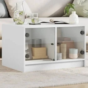 Mesa de centro con puertas de vidrio blanca 68x50x42 cm de , Mesas de centro - Ref: Foro24-836364, Precio: 45,16 €, Descuento: %