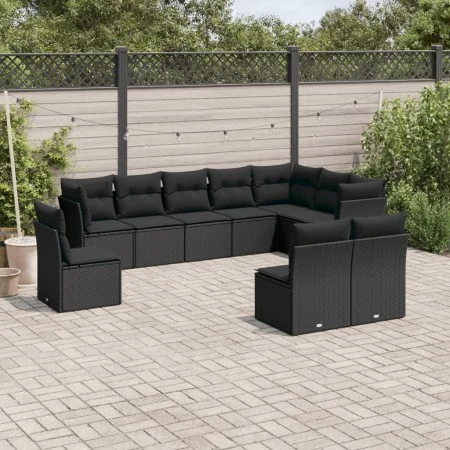 Garden sofa set 10 pieces with black synthetic rattan cushions by , Garden sets - Ref: Foro24-3217795, Price: 617,98 €, Disco...