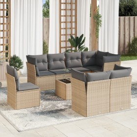 Set mit 9 Gartensofas mit beigen Kissen aus synthetischem Rattan von , Gartensets - Ref: Foro24-3249778, Preis: 593,89 €, Rab...