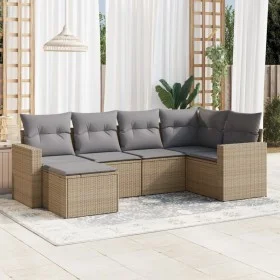 Garden sofa set with cushions 6 pieces beige synthetic rattan by , Modular outdoor sofas - Ref: Foro24-3251596, Price: 434,98...