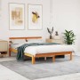 Estructura cama con cabecero madera pino marrón cera 140x190 cm de , Camas y somieres - Ref: Foro24-844270, Precio: 100,79 €,...