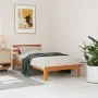 Bed frame with wax brown pine wood headboard 100x200 cm by , Beds and slatted bases - Ref: Foro24-844272, Price: 78,21 €, Dis...