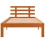 Bed frame with wax brown pine wood headboard 100x200 cm by , Beds and slatted bases - Ref: Foro24-844272, Price: 78,21 €, Dis...