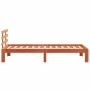 Bed frame with wax brown pine wood headboard 100x200 cm by , Beds and slatted bases - Ref: Foro24-844272, Price: 78,21 €, Dis...
