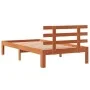 Bed frame with wax brown pine wood headboard 100x200 cm by , Beds and slatted bases - Ref: Foro24-844272, Price: 78,21 €, Dis...