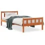 Bed frame with wax brown pine wood headboard 75x190 cm by , Beds and slatted bases - Ref: Foro24-844389, Price: 70,91 €, Disc...