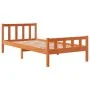 Bed frame with wax brown pine wood headboard 75x190 cm by , Beds and slatted bases - Ref: Foro24-844389, Price: 70,91 €, Disc...