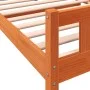 Bed frame with wax brown pine wood headboard 75x190 cm by , Beds and slatted bases - Ref: Foro24-844389, Price: 70,91 €, Disc...