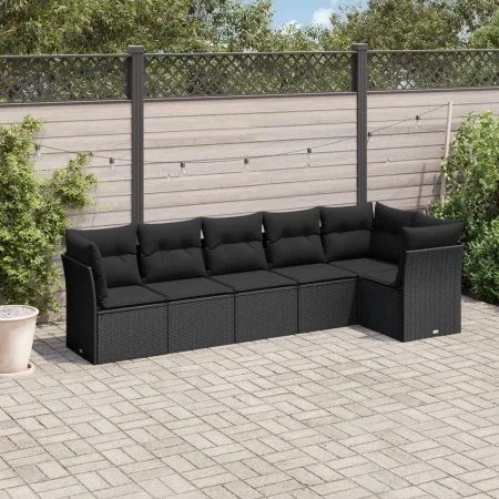 6-piece garden sofa set with black synthetic rattan cushions by , Garden sets - Ref: Foro24-3249494, Price: 384,80 €, Discoun...