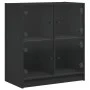 Armario auxiliar con puertas de vidrio negro 68x37x75,5 cm de , Aparadores - Ref: Foro24-836379, Precio: 76,74 €, Descuento: %