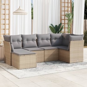 Garden sofa set with 6-piece synthetic rattan beige cushions by , Garden sets - Ref: Foro24-3217949, Price: 363,22 €, Discoun...