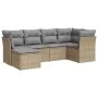 Garden sofa set with 6-piece synthetic rattan beige cushions by , Garden sets - Ref: Foro24-3217949, Price: 361,09 €, Discoun...