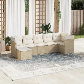 Set of 7-piece garden sofas and beige synthetic rattan cushions by , Garden sets - Ref: Foro24-3217968, Price: 453,77 €, Disc...